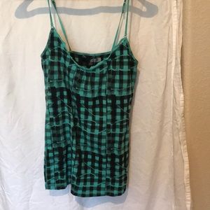teal and black Volcom plaid tank top